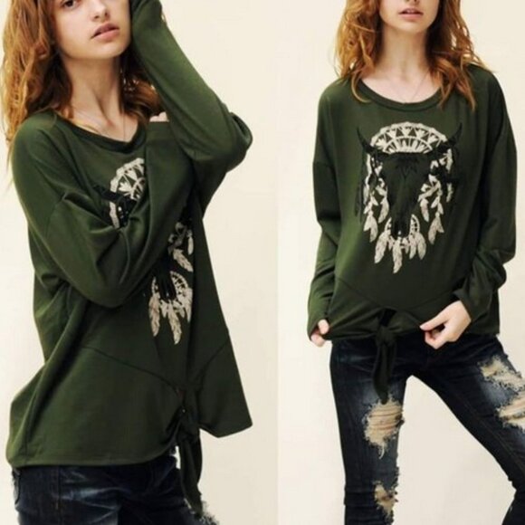 BOHO OLIVE TOP - Picture 2 of 4